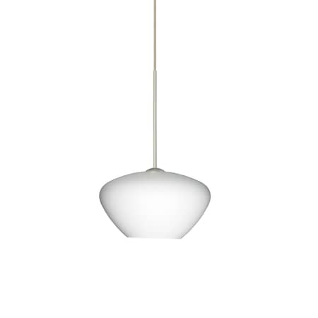 Besa Lighting Peri Cord Pendant, Opal Matte, Satin Nickel Finish, 1x50W Halogen 1XT-541007-SN